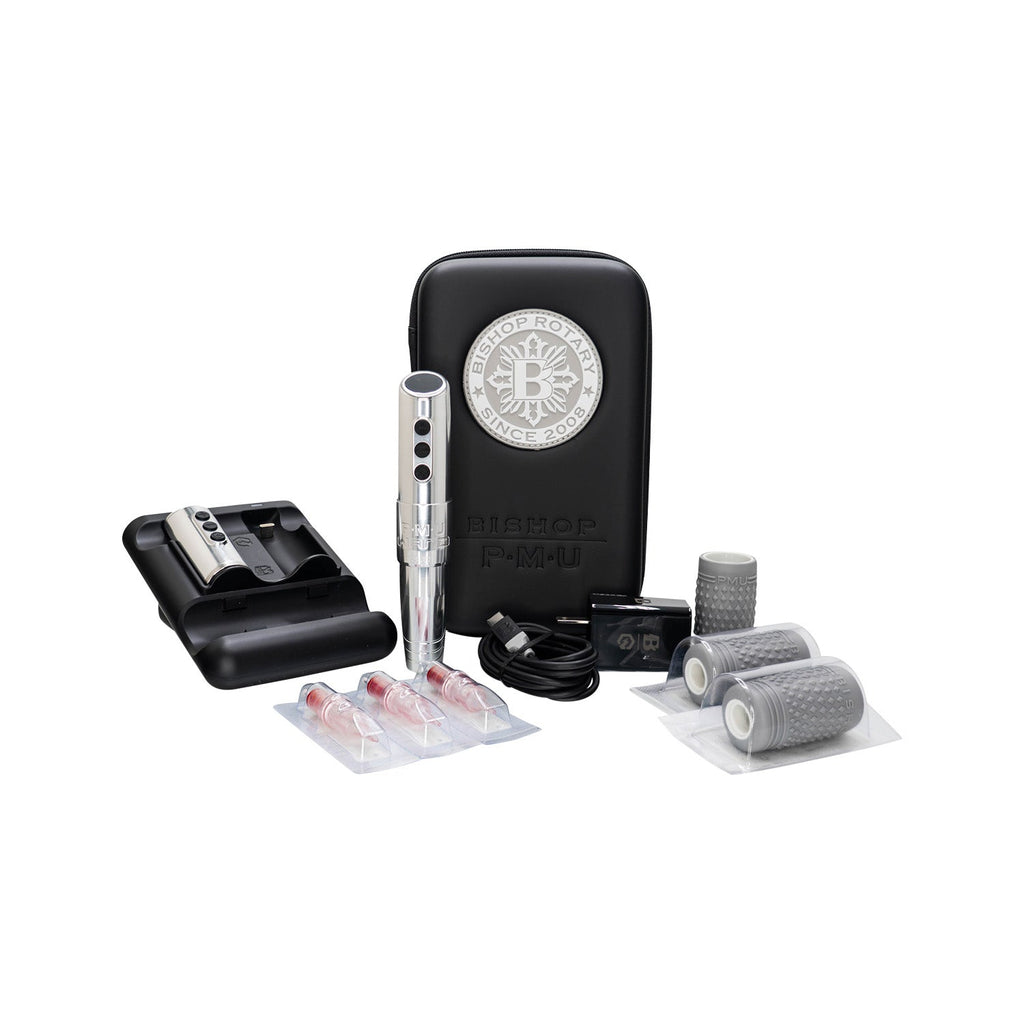 Bishop PMU Wand - Silver - Full Set - Black Silk Ink