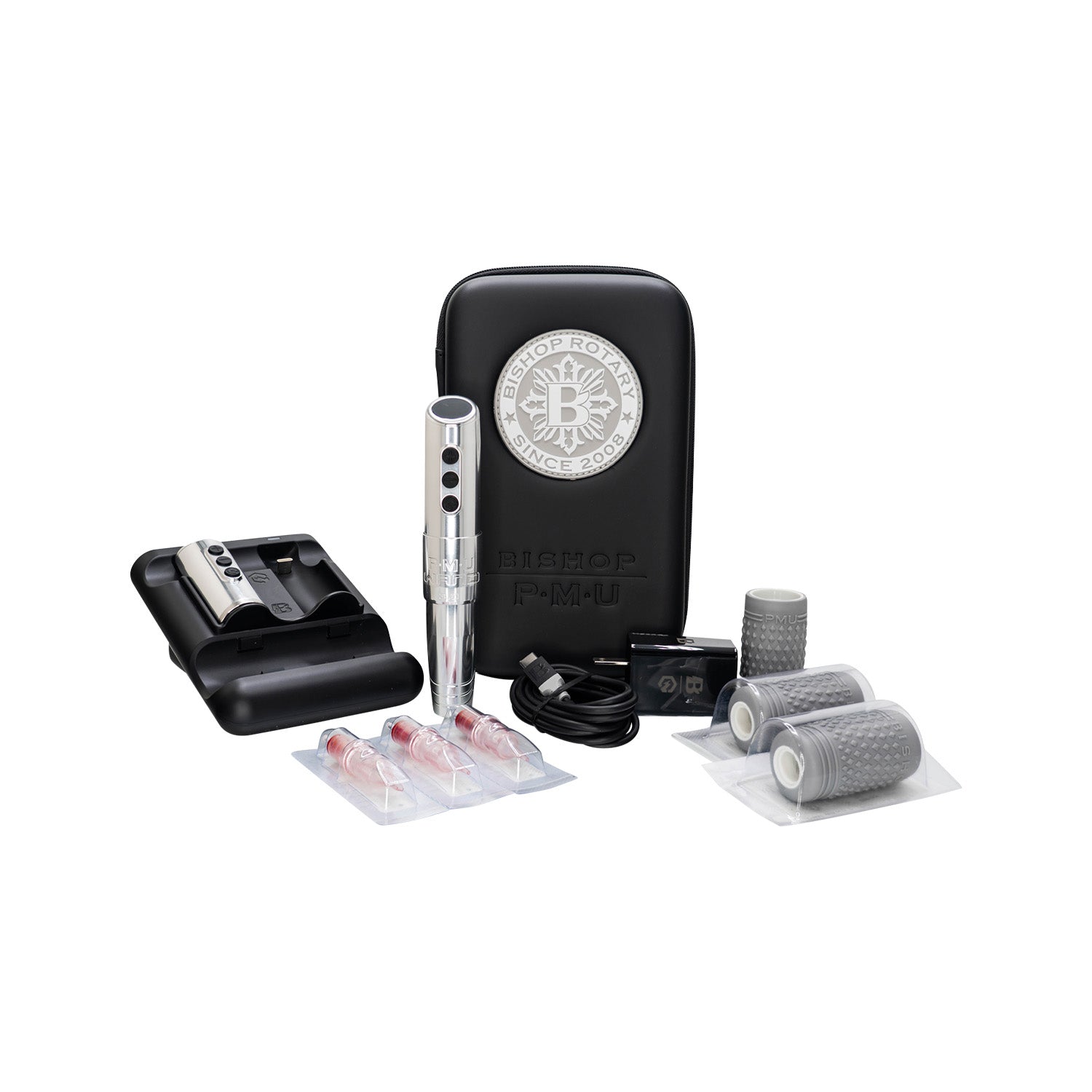 Bishop PMU Wand - Silver - Full Set - Black Silk Ink