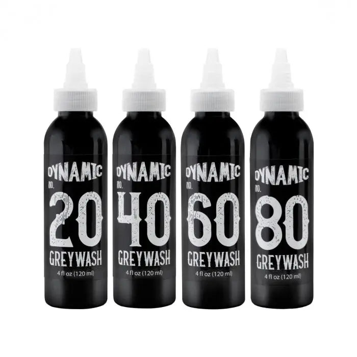 Complete Set of 4 Dynamic Ink Greywash Set 4 oz (120 ml) - Black Silk Ink