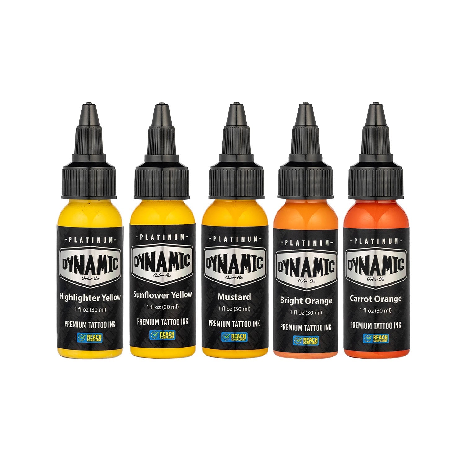 Platinum by Dynamic Tattoo Ink - Fire Set 5x 30 ml - Black Silk Ink