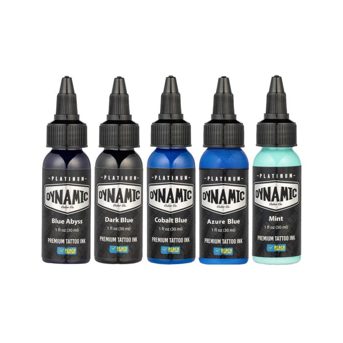 Platinum by Dynamic Tattoo Ink - Lagoon Set of 5 - 30 ml - Black Silk Ink