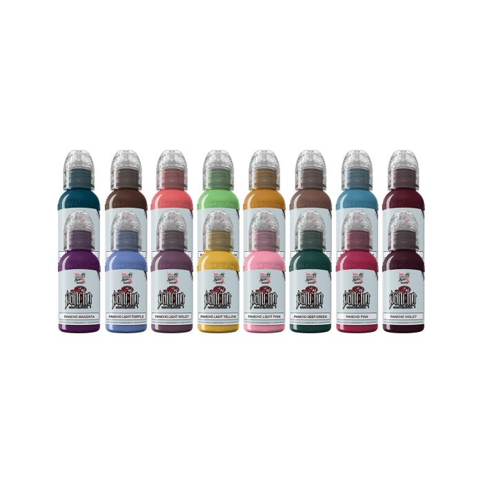 World Famous Limitless Tattoo Ink - A.D. Pancho Pro Colour Set - 16x30 ml - Black Silk Ink
